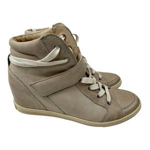 Paul Green Women's Paris Taupe Leather Hidden Wedge Sneakers Size 6M